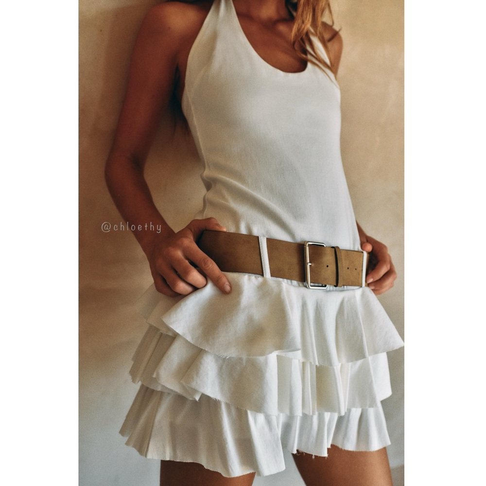 Zara Cream Ruffled Mini Dress - Picture 7 of 9